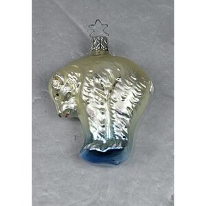 Vintage Christopher Radko Polar Bear‎ Glass Christmas Ornament Silver Blue